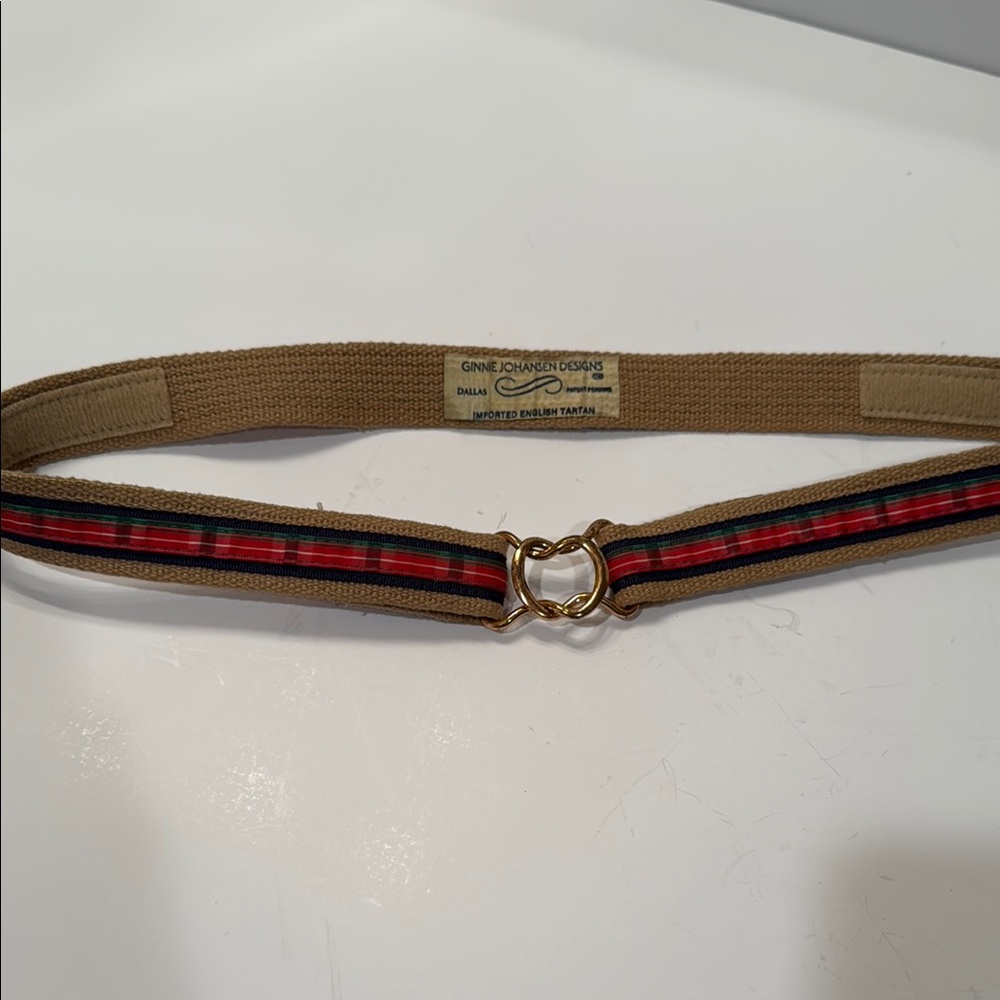 Original Preppy Ginnie Johansen Tan Belt with English Tartan Plaid